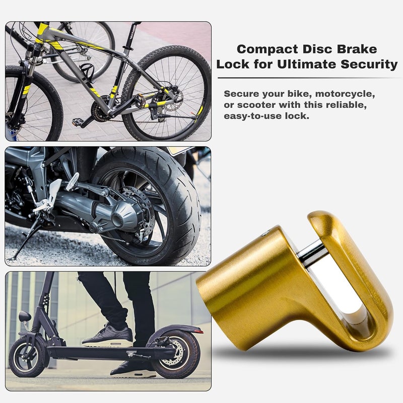 UP Security Disc Brake Lock for Motorcycle Accessories Heavy Duty Bike Bicycle Anti Theft Lock Compact Electric Scooter Ebike Powersports Wheel Hover Disc Locks (Yellow) - Image 4